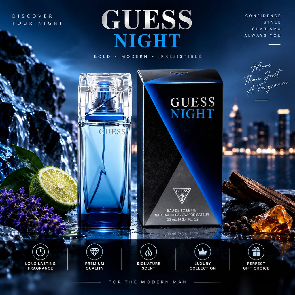 GUESS Night Eau de Toilette for Men 100ml – Natural Spray