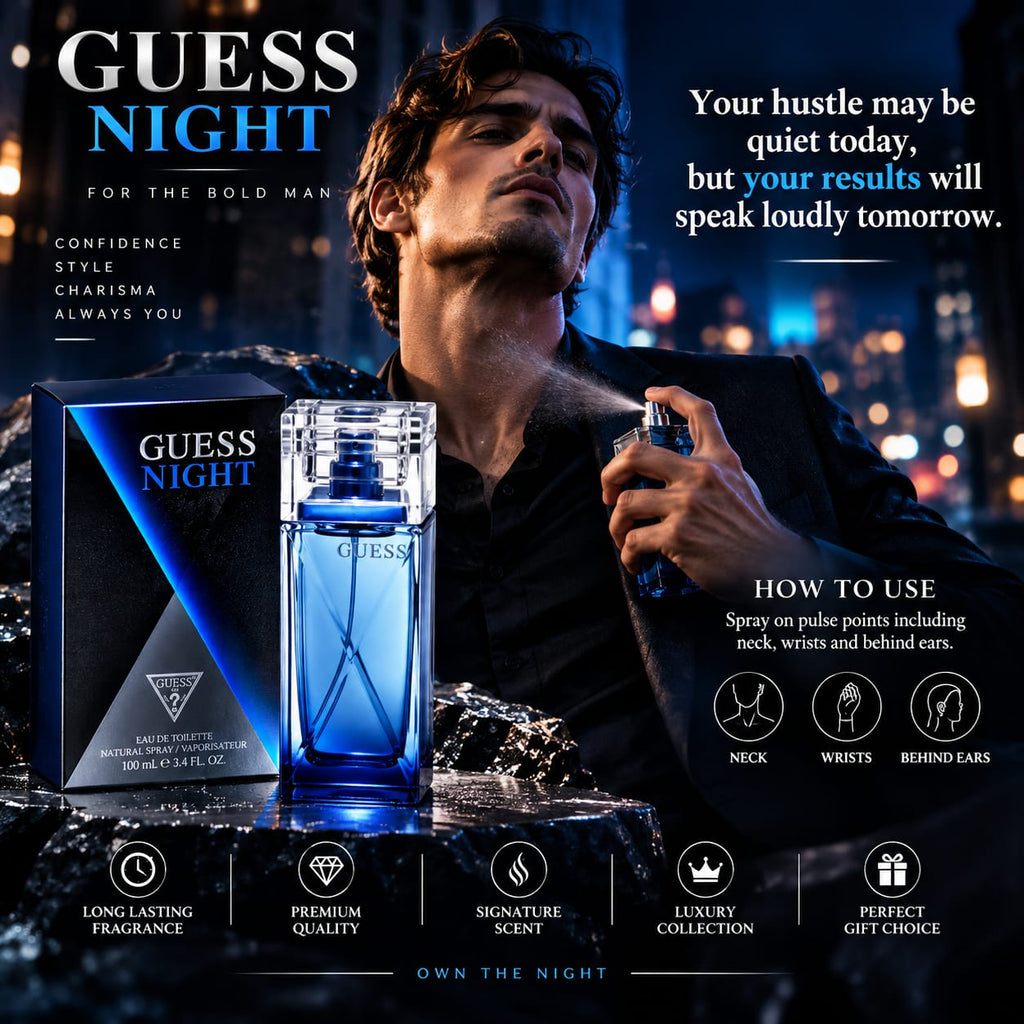 GUESS Night Eau de Toilette for Men 100ml – Natural Spray