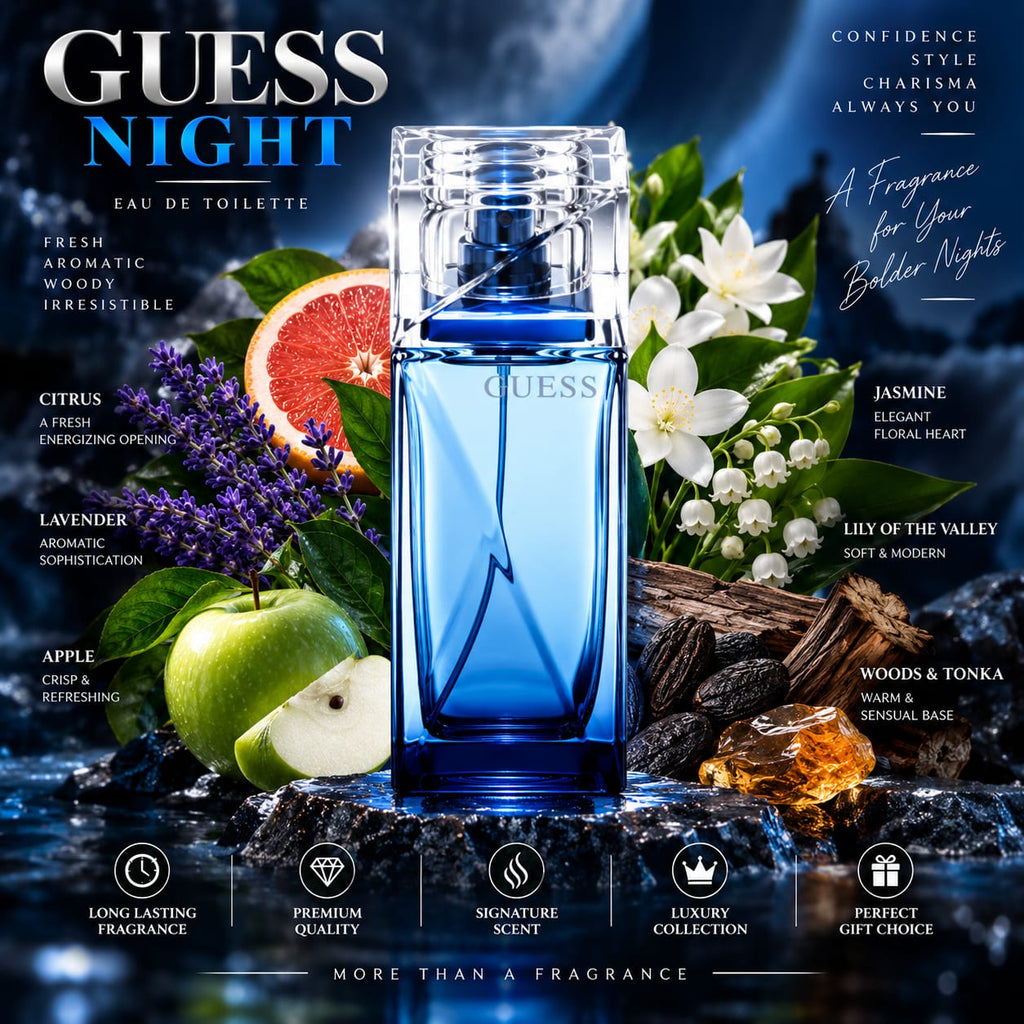 GUESS Night Eau de Toilette for Men 100ml – Natural Spray