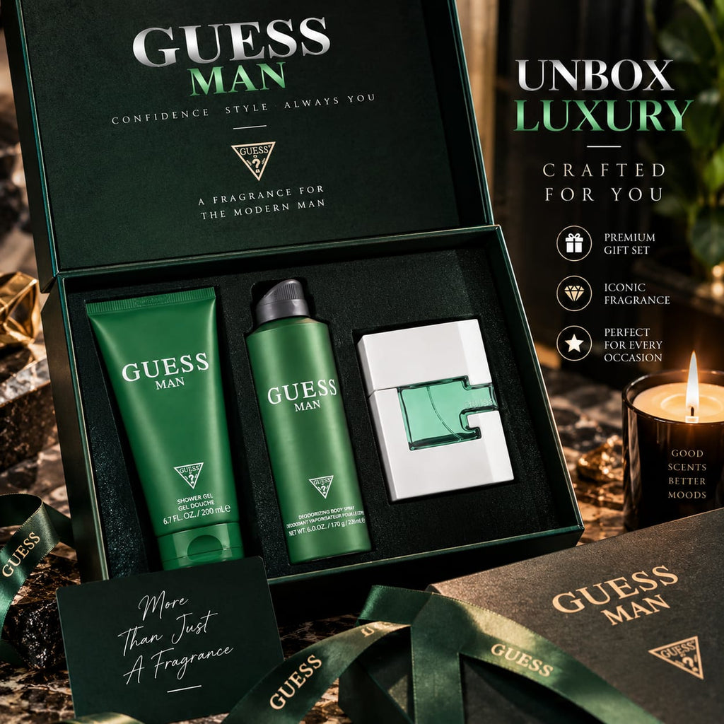GUESS Man Perfume Gift Set for Men – Fragrance, Shower Gel & Body Spray