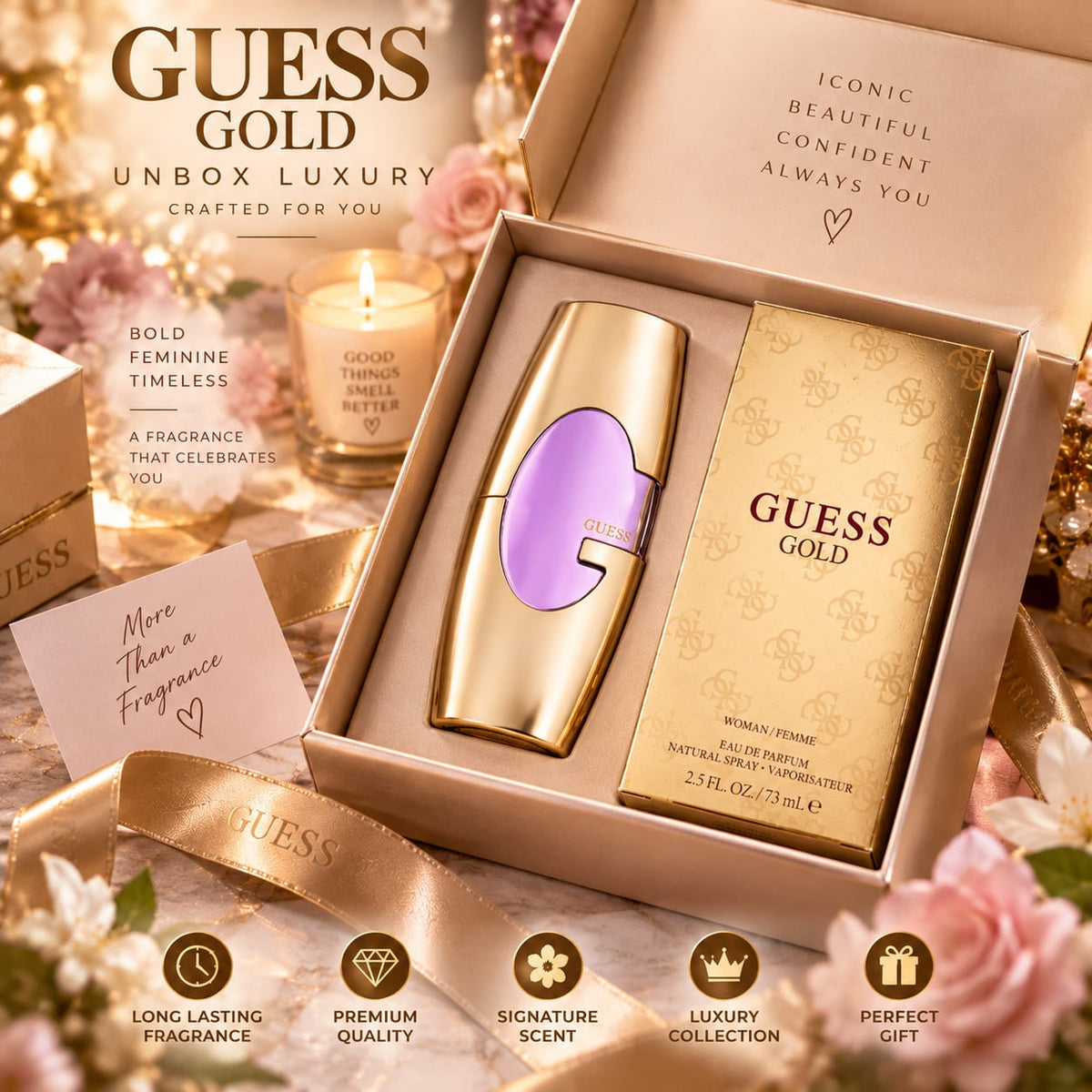 GUESS Gold Eau de Parfum for Women – 75 mL