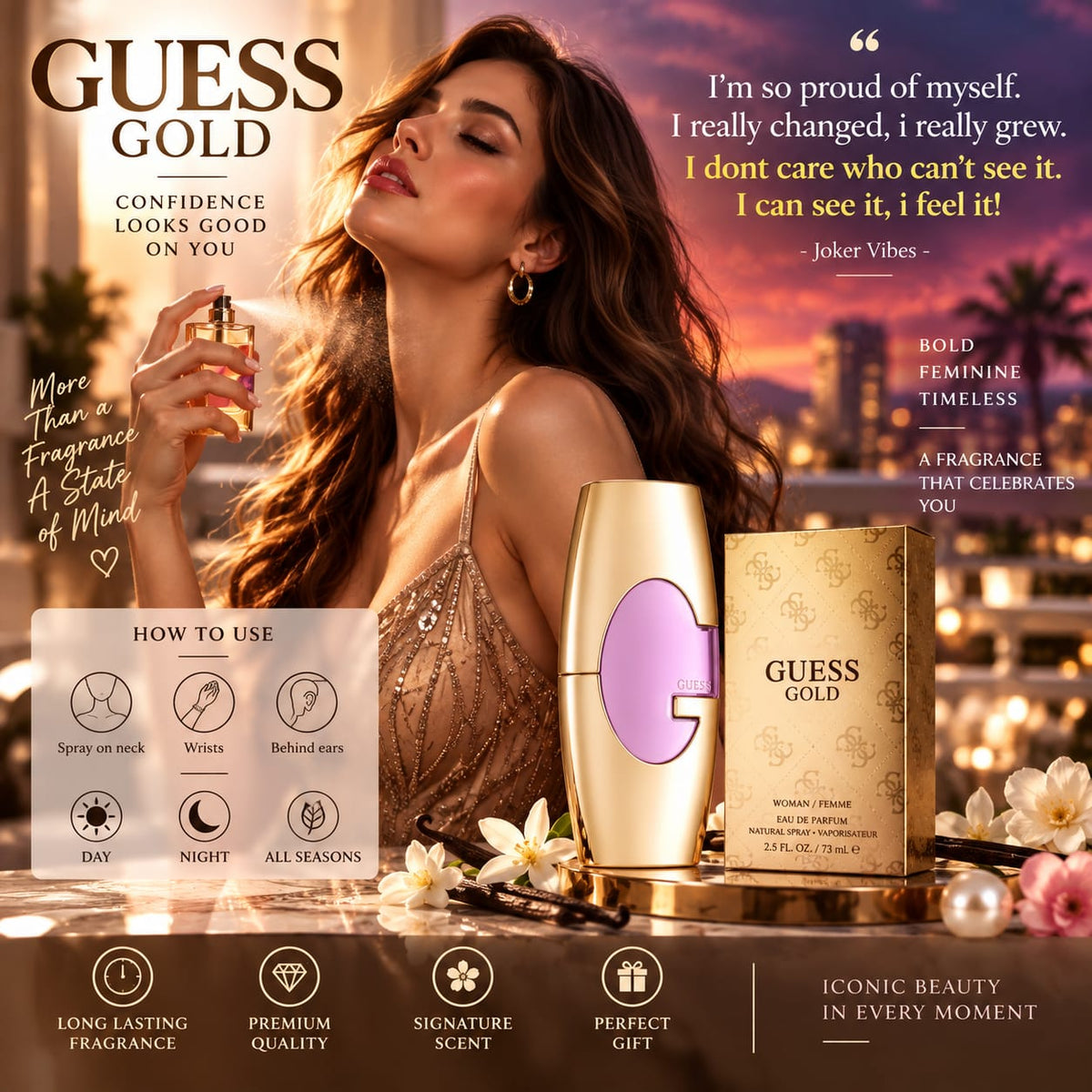 GUESS Gold Eau de Parfum for Women – 75 mL