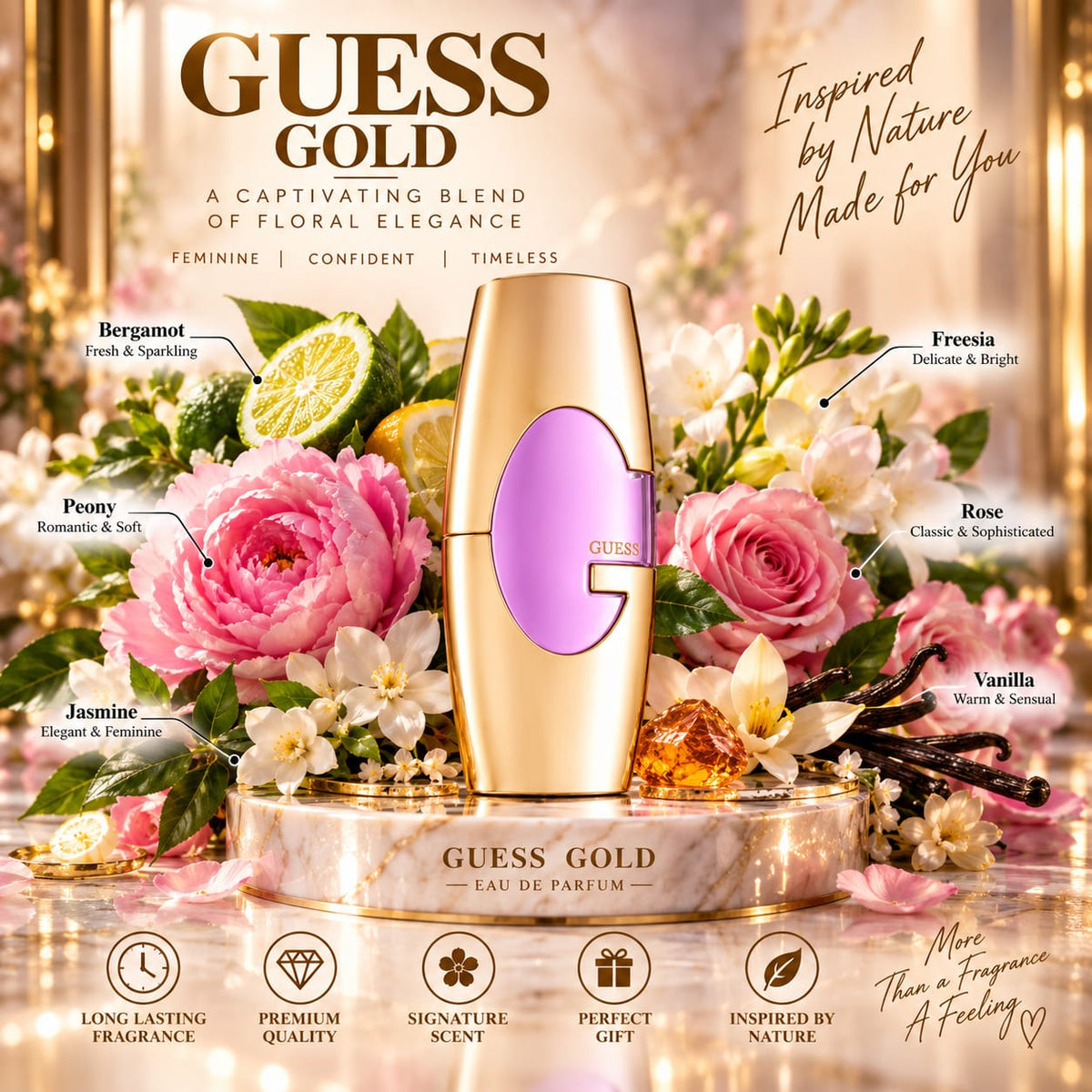 GUESS Gold Eau de Parfum for Women – 75 mL
