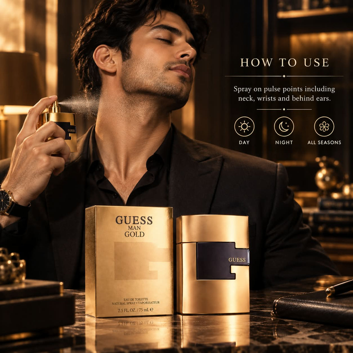 GUESS Man Gold Eau de Toilette for Men – 75 mL
