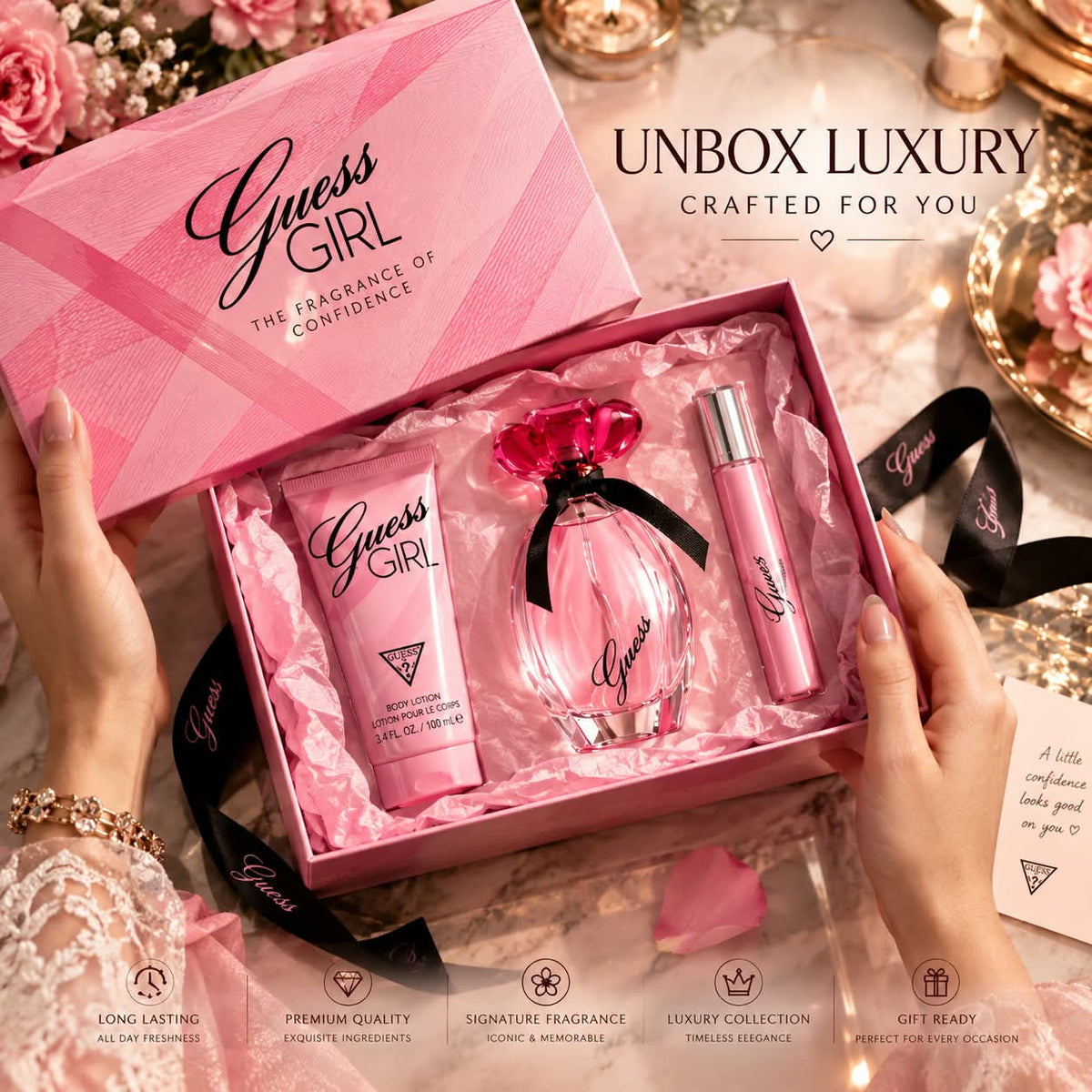 Guess Girl Perfume Gift Set for Women – EDT 100ml + TS 15ml + Body Lotion 200ml