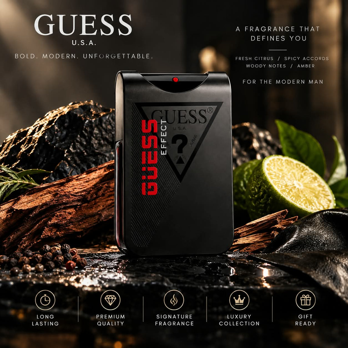 GUESS Effect Men’s Eau de Toilette Perfume – Signature Fragrance 100ml