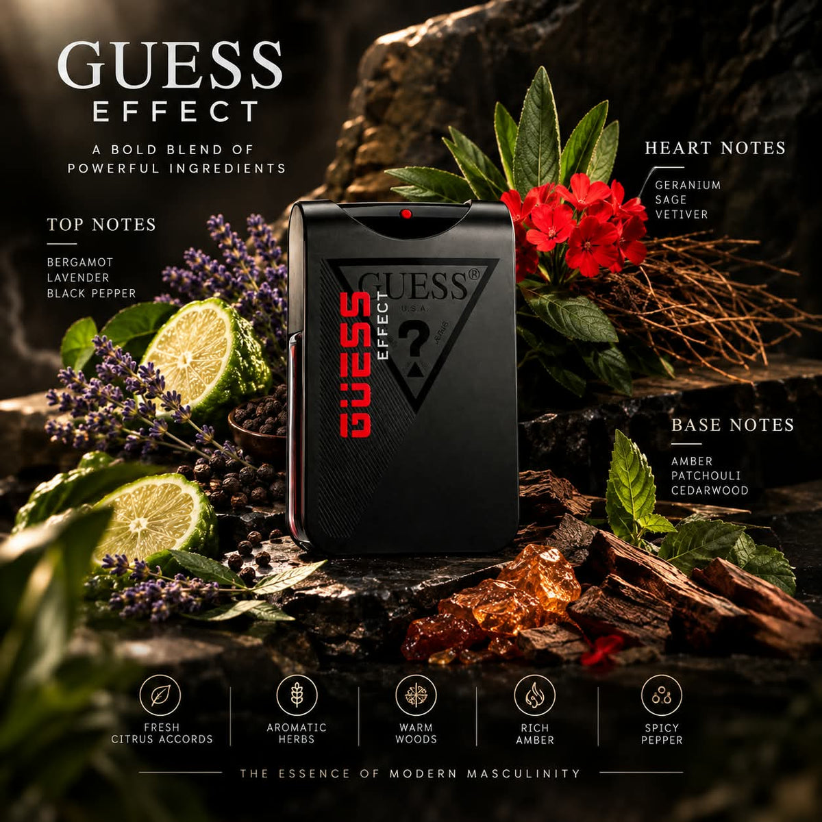 GUESS Effect Men’s Eau de Toilette Perfume – Signature Fragrance 100ml
