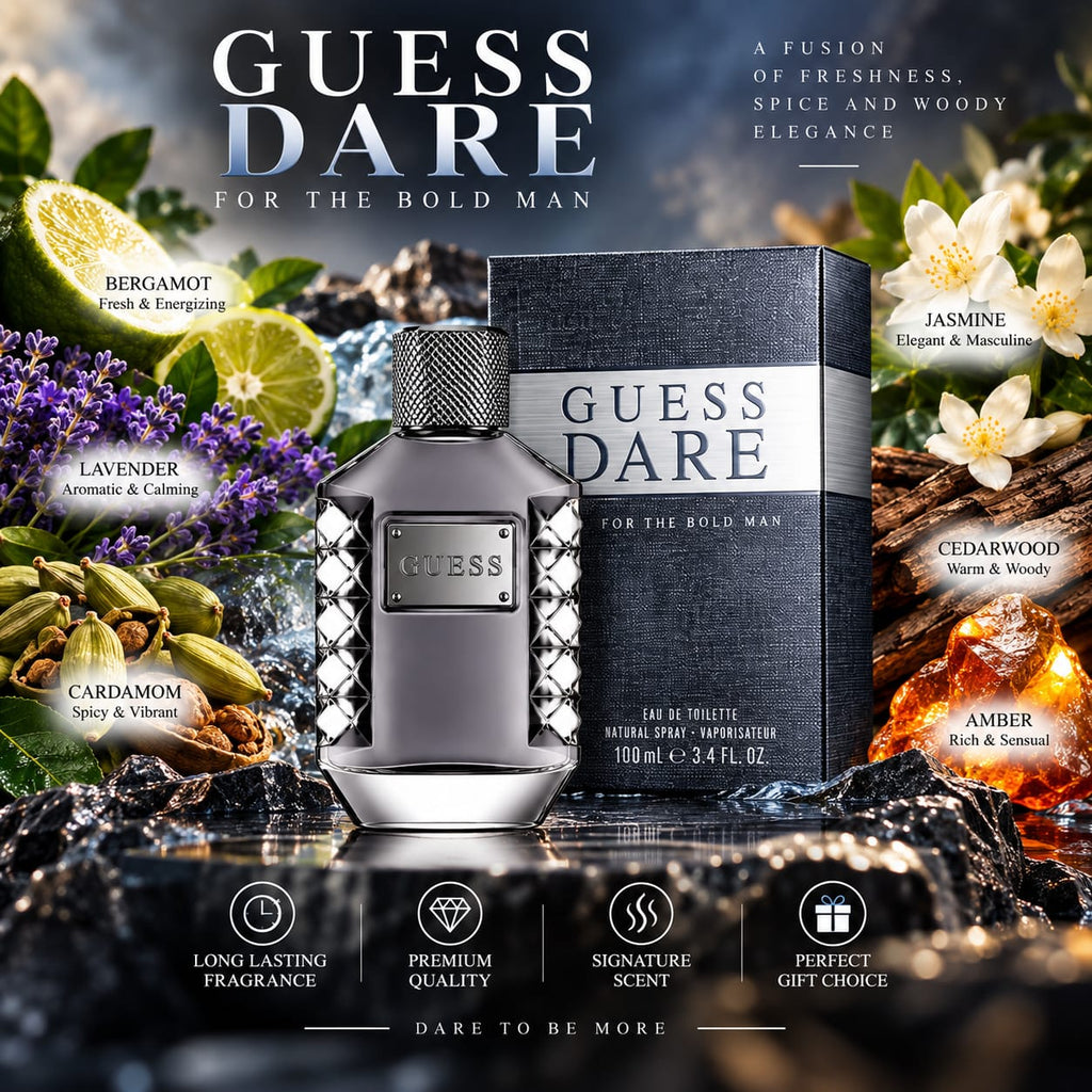 GUESS Dare Eau de Toilette for Men 100ml – Fresh Aromatic Fragrance