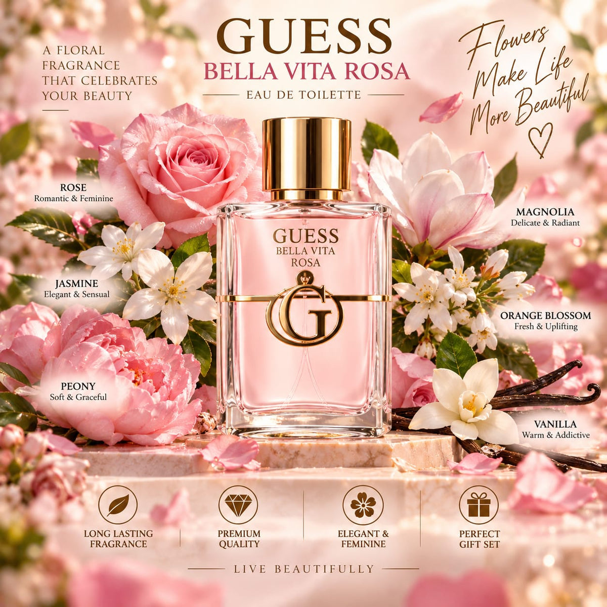GUESS Bella Vita Rosa Eau de Toilette Gift Set – 100ml + 15ml + 100ml
