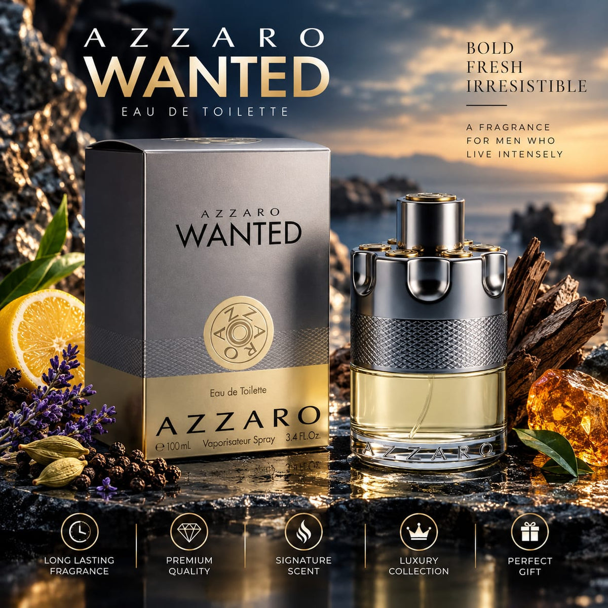 Azzaro Wanted Eau de Toilette for Men 100ml
