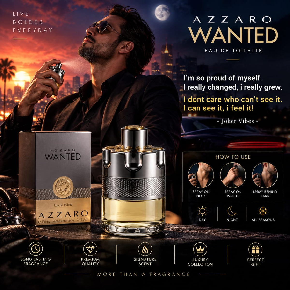Azzaro Wanted Eau de Toilette for Men 100ml