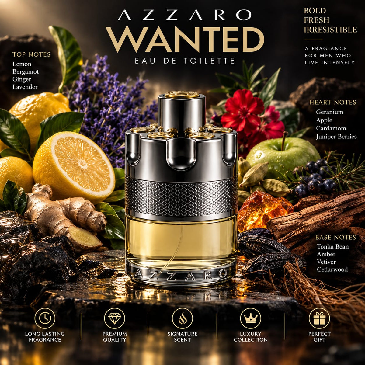 Azzaro Wanted Eau de Toilette for Men 100ml