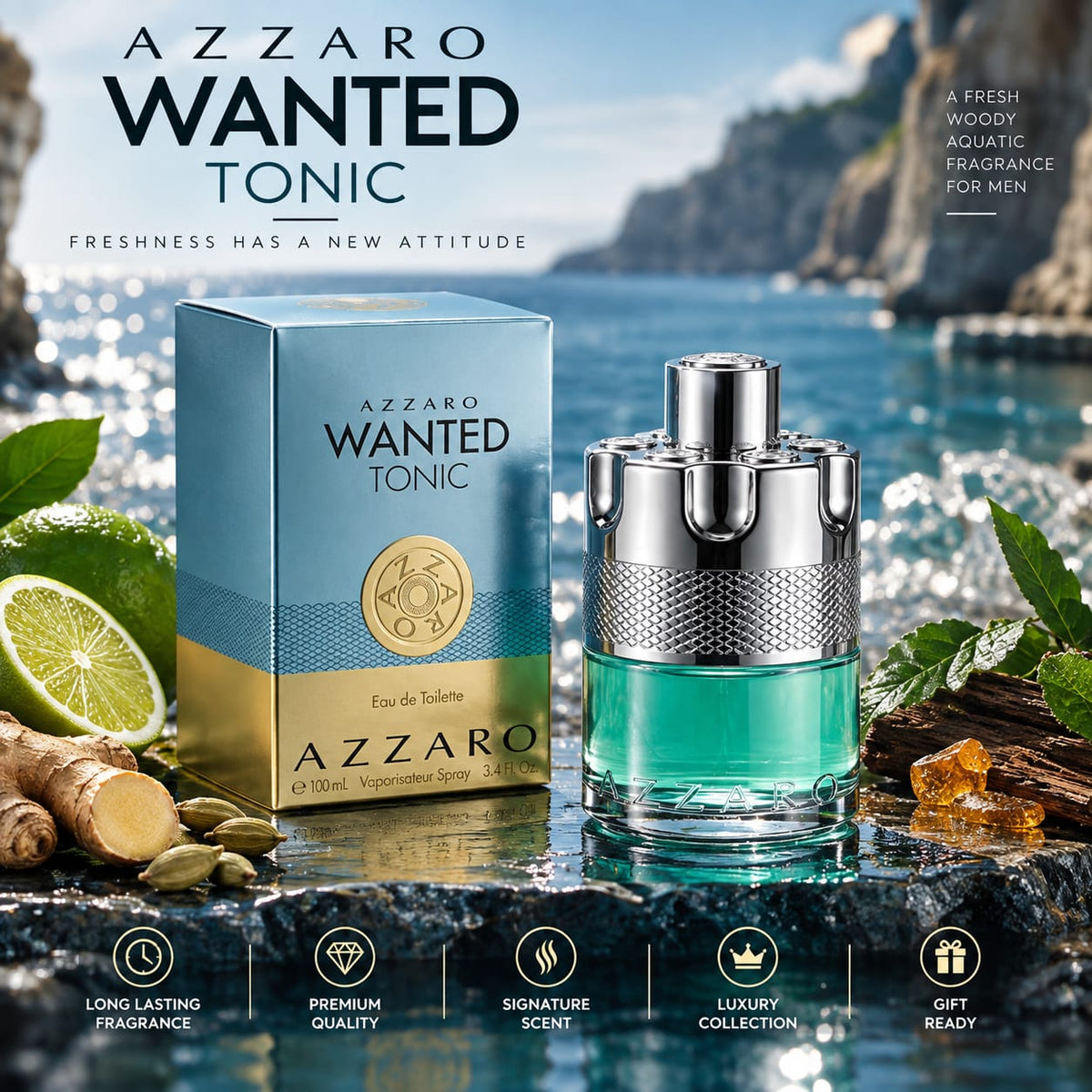Azzaro Wanted Tonic Eau de Toilette for Men – 100ml