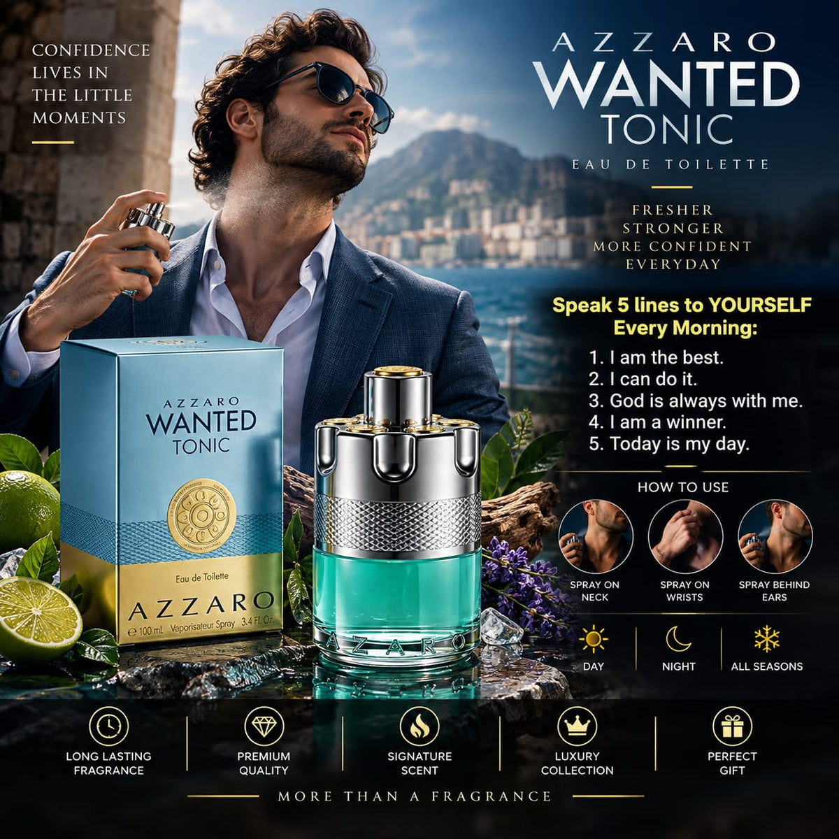 Azzaro Wanted Tonic Eau de Toilette for Men – 100ml