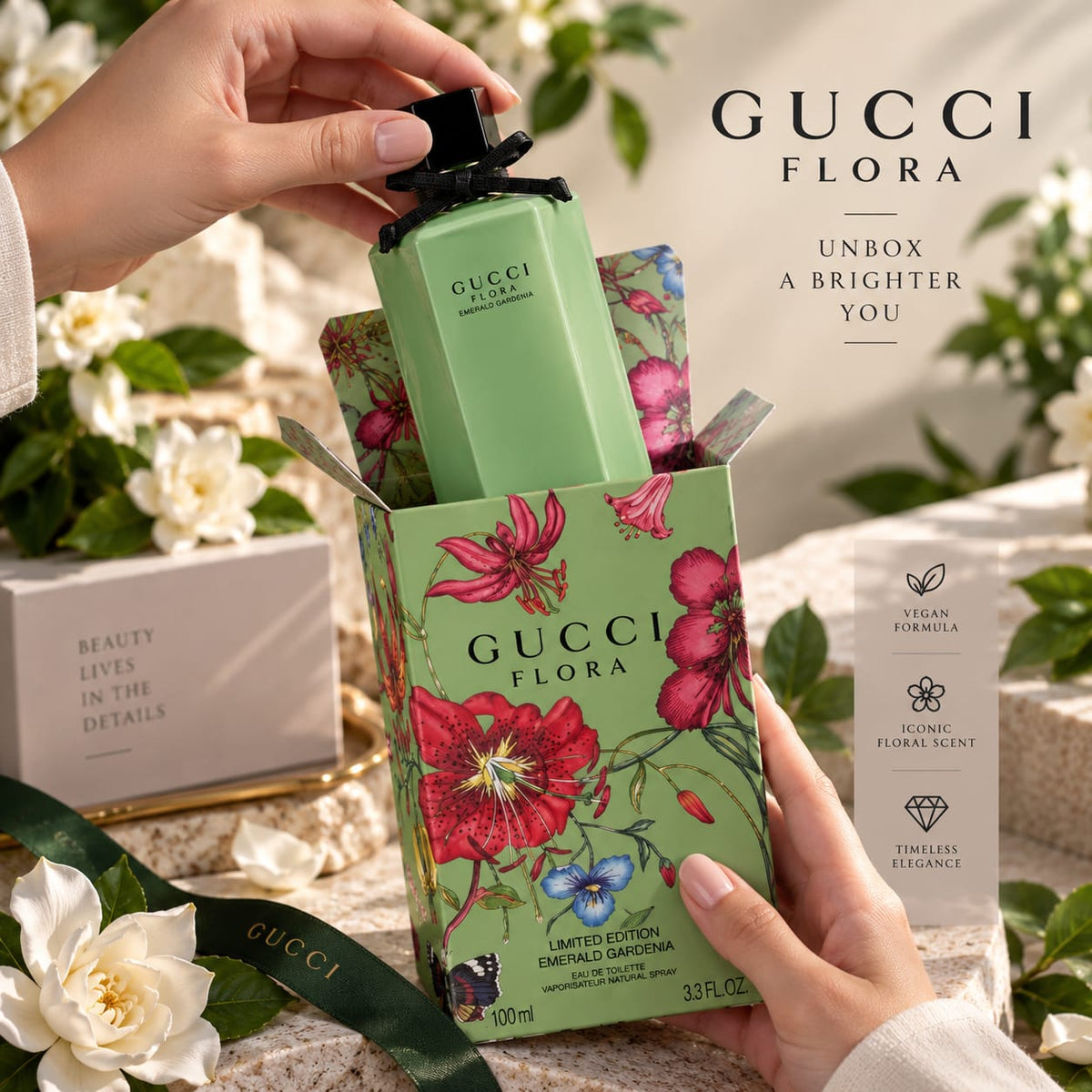 Gucci Flora Emerald Gardenia Limited Edition Eau de Toilette 3.3 FL OZ 100ml