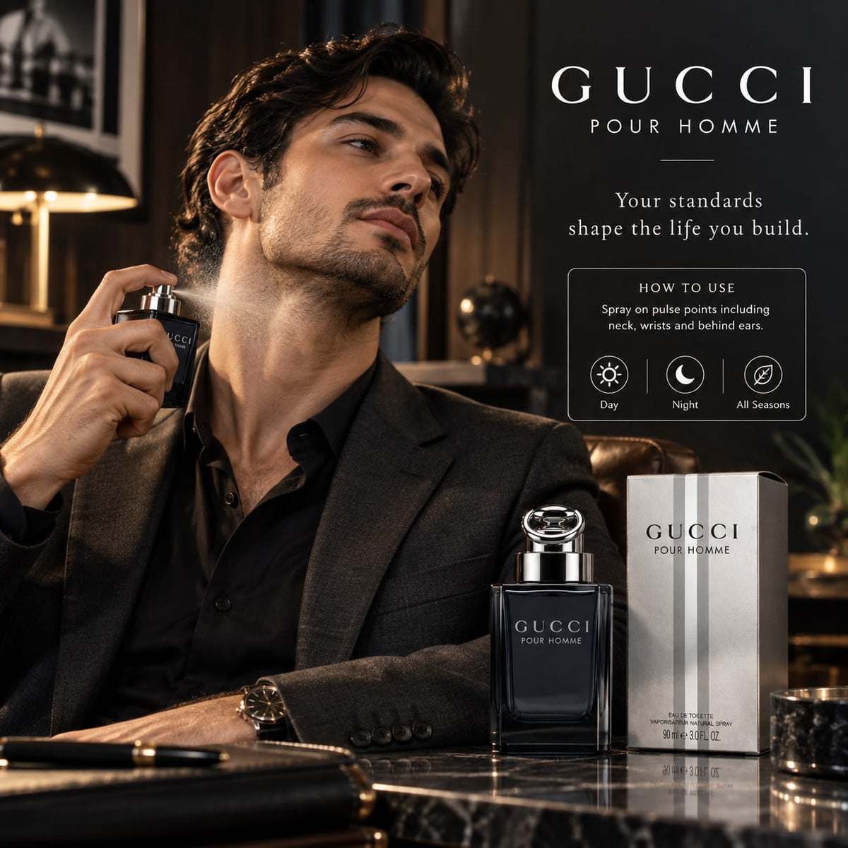 Gucci Pour Homme Eau de Toilette for Men 90ml