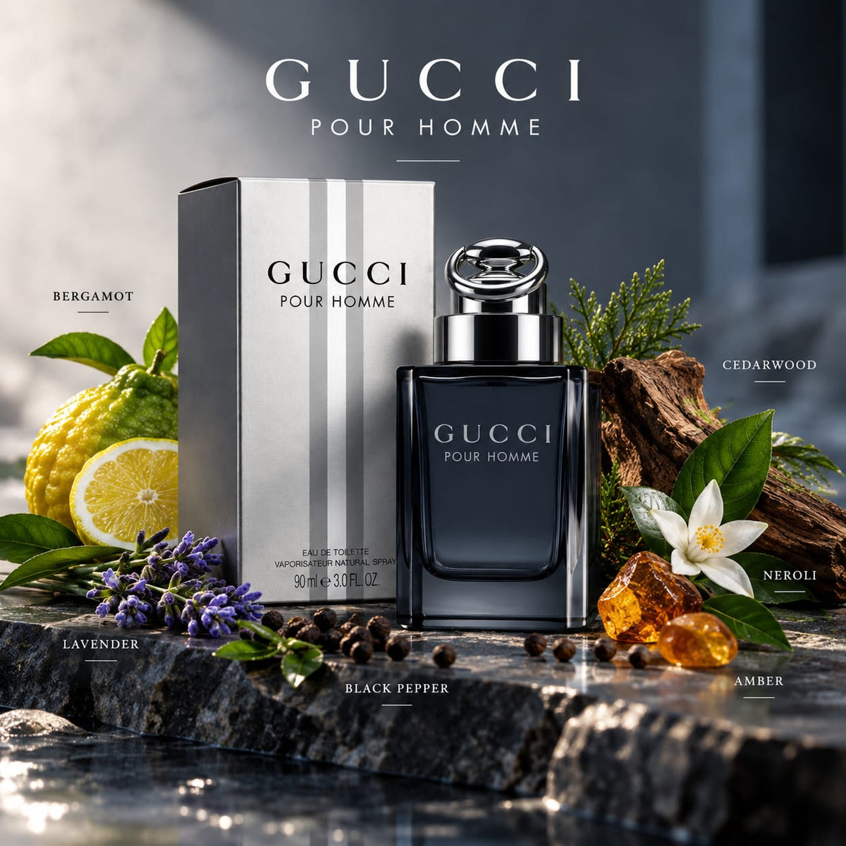 Gucci Pour Homme Eau de Toilette for Men 90ml