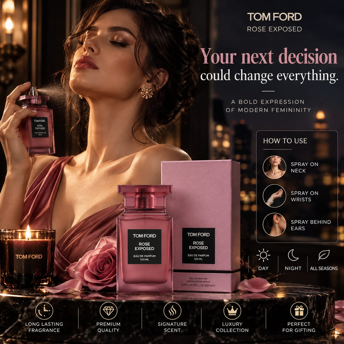 Tom Ford Rose Exposed Eau de Parfum 100ml – Floral Leather Fragrance