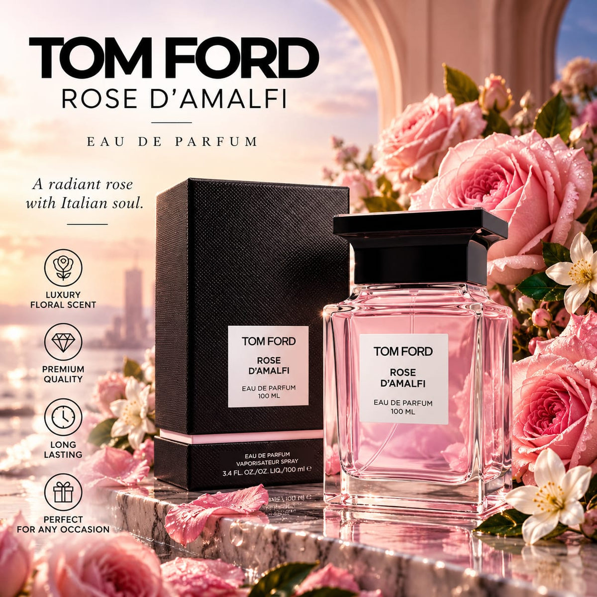 TOM FORD Rose D’Amalfi Eau de Parfum 100ml – Floral Musk Fragrance