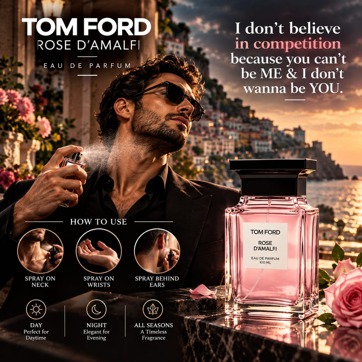 TOM FORD Rose D’Amalfi Eau de Parfum 100ml – Floral Musk Fragrance