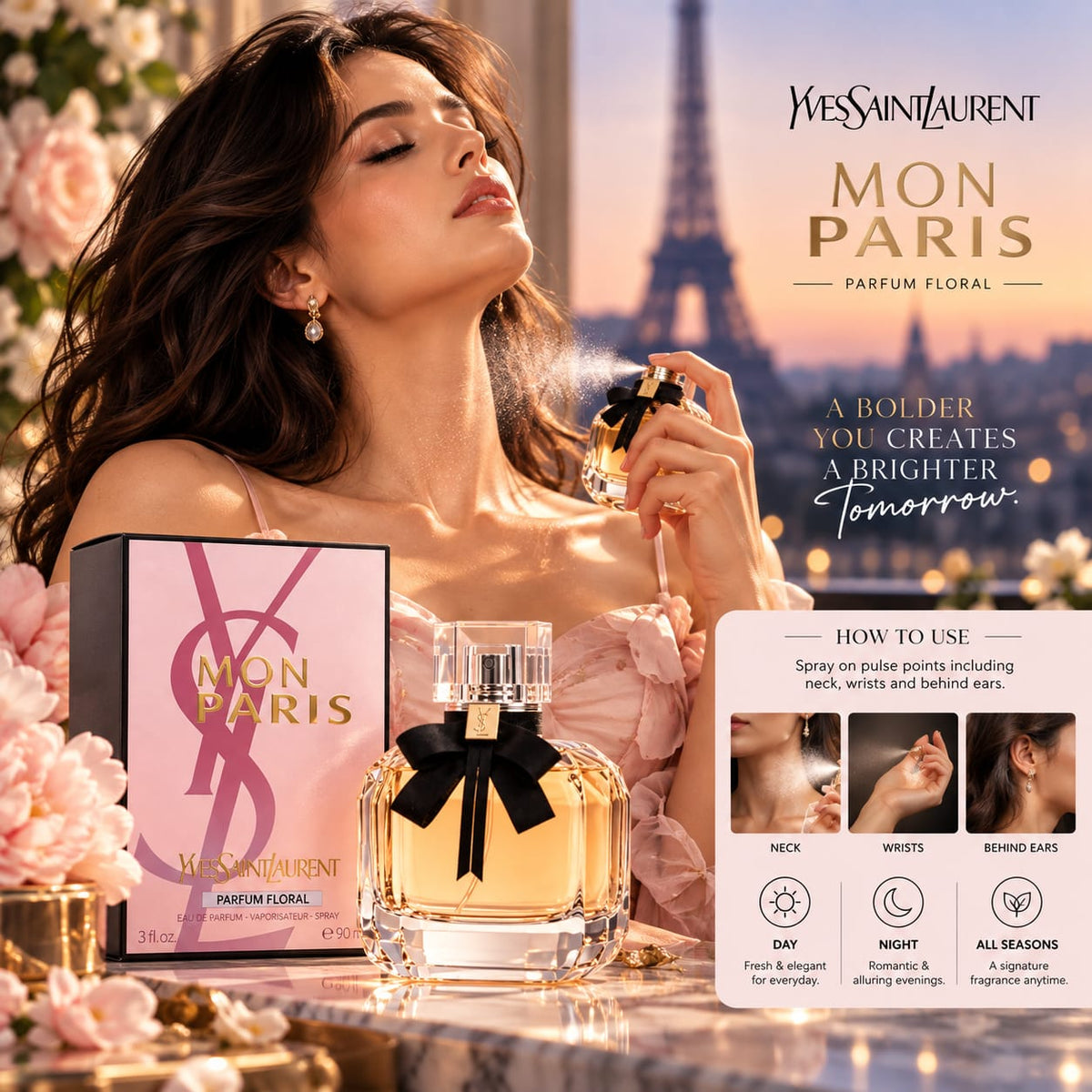 Yves Saint Laurent Mon Paris Parfum Floral Eau de Parfum 90ml for Women