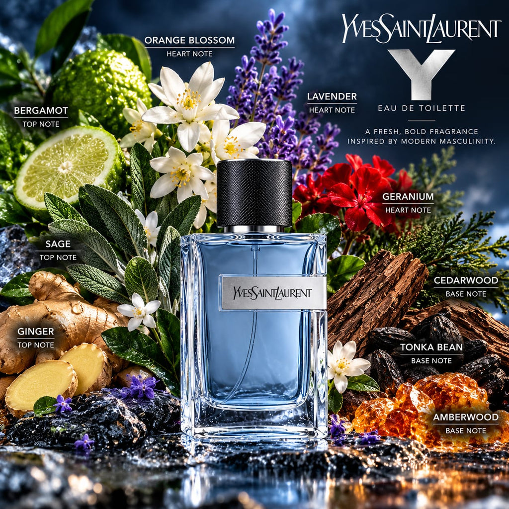 Yves Saint Laurent Y Eau de Toilette – Fresh Aromatic Men's Fragrance 100ml