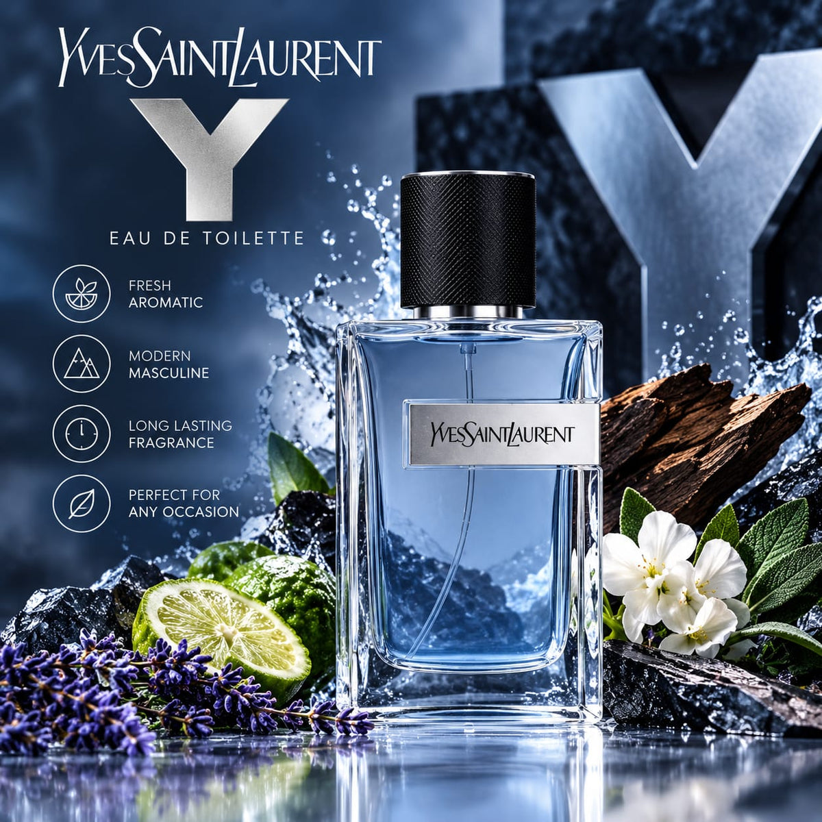 Yves Saint Laurent Y Eau de Toilette – Fresh Aromatic Men's Fragrance 100ml